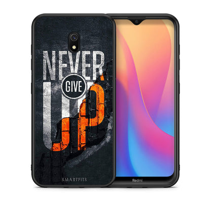 Θήκη Αγίου Βαλεντίνου Xiaomi Redmi 8A Never Give Up από τη Smartfits με σχέδιο στο πίσω μέρος και μαύρο περίβλημα | Xiaomi Redmi 8A Never Give Up case with colorful back and black bezels