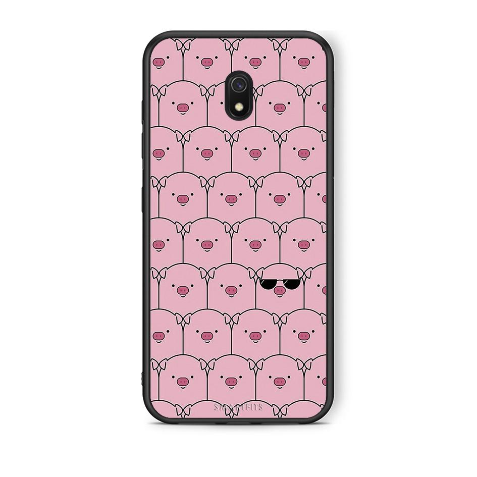 Xiaomi Redmi 8A Pig Glasses θήκη από τη Smartfits με σχέδιο στο πίσω μέρος και μαύρο περίβλημα | Smartphone case with colorful back and black bezels by Smartfits