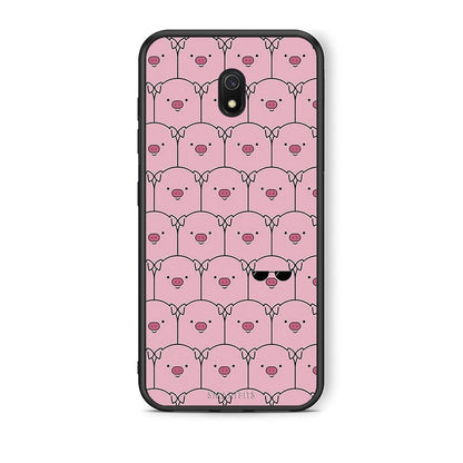 Xiaomi Redmi 8A Pig Glasses θήκη από τη Smartfits με σχέδιο στο πίσω μέρος και μαύρο περίβλημα | Smartphone case with colorful back and black bezels by Smartfits