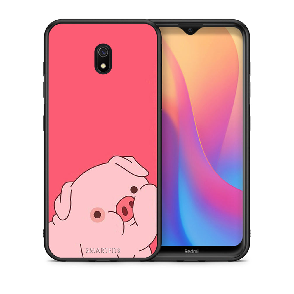 Θήκη Αγίου Βαλεντίνου Xiaomi Redmi 8A Pig Love 1 από τη Smartfits με σχέδιο στο πίσω μέρος και μαύρο περίβλημα | Xiaomi Redmi 8A Pig Love 1 case with colorful back and black bezels