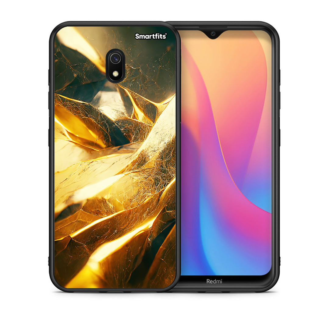 Θήκη Xiaomi Redmi 8A Real Gold από τη Smartfits με σχέδιο στο πίσω μέρος και μαύρο περίβλημα | Xiaomi Redmi 8A Real Gold case with colorful back and black bezels