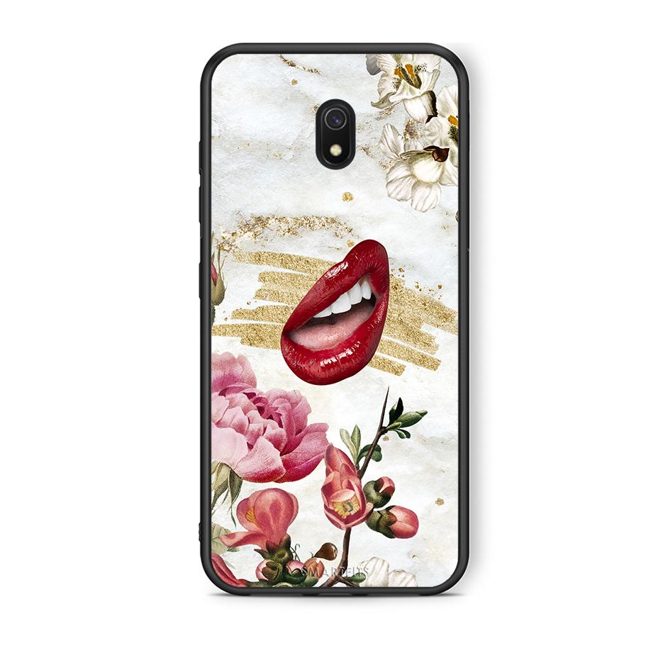 Xiaomi Redmi 8A Red Lips θήκη από τη Smartfits με σχέδιο στο πίσω μέρος και μαύρο περίβλημα | Smartphone case with colorful back and black bezels by Smartfits