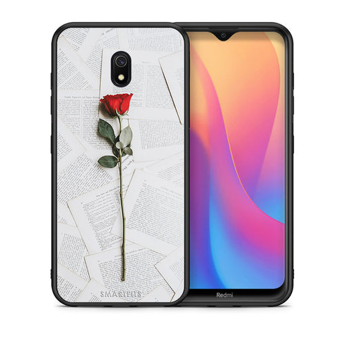 Θήκη Xiaomi Redmi 8A Red Rose από τη Smartfits με σχέδιο στο πίσω μέρος και μαύρο περίβλημα | Xiaomi Redmi 8A Red Rose case with colorful back and black bezels