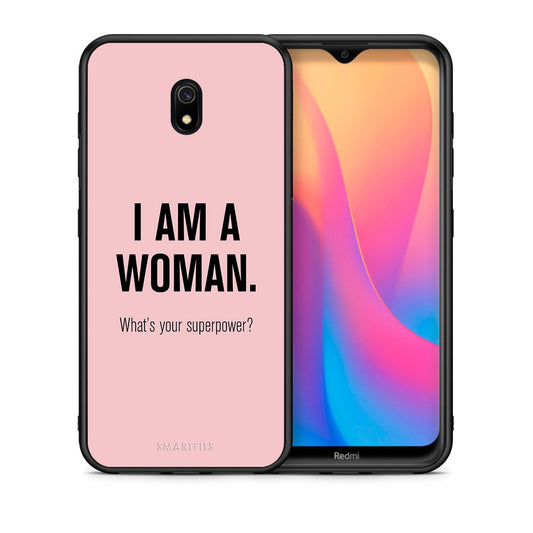 Θήκη Xiaomi Redmi 8A Superpower Woman από τη Smartfits με σχέδιο στο πίσω μέρος και μαύρο περίβλημα | Xiaomi Redmi 8A Superpower Woman case with colorful back and black bezels
