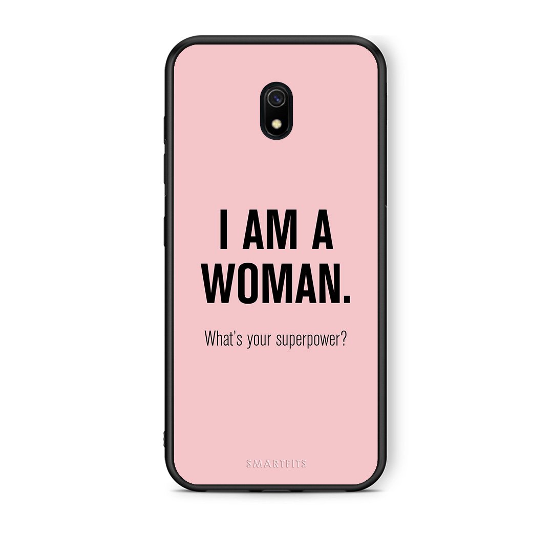 Xiaomi Redmi 8A Superpower Woman θήκη από τη Smartfits με σχέδιο στο πίσω μέρος και μαύρο περίβλημα | Smartphone case with colorful back and black bezels by Smartfits