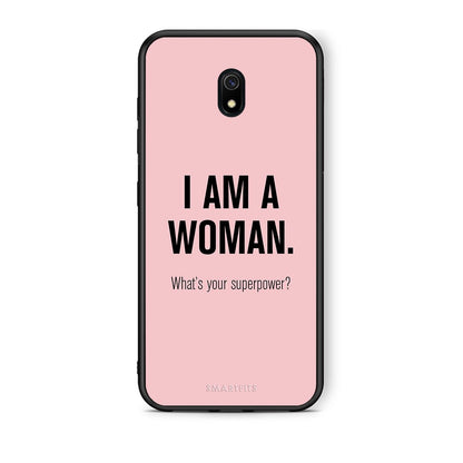 Xiaomi Redmi 8A Superpower Woman θήκη από τη Smartfits με σχέδιο στο πίσω μέρος και μαύρο περίβλημα | Smartphone case with colorful back and black bezels by Smartfits