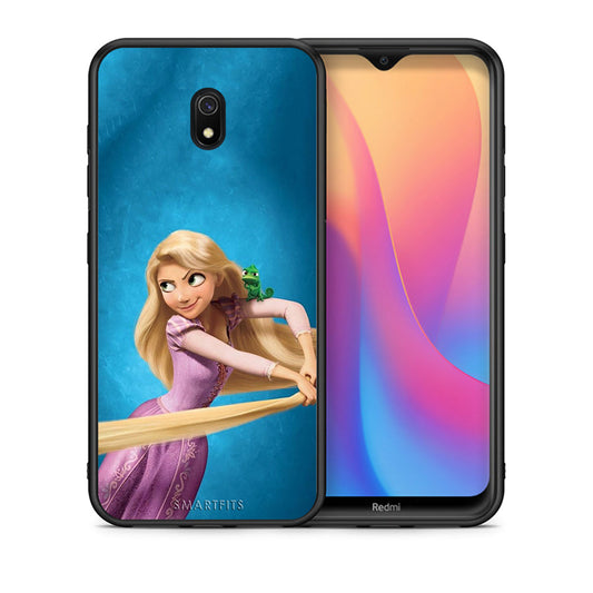 Θήκη Αγίου Βαλεντίνου Xiaomi Redmi 8A Tangled 2 από τη Smartfits με σχέδιο στο πίσω μέρος και μαύρο περίβλημα | Xiaomi Redmi 8A Tangled 2 case with colorful back and black bezels