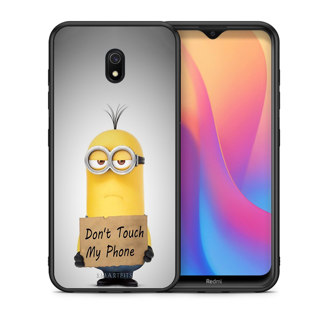 Θήκη Xiaomi Redmi 8A Minion Text από τη Smartfits με σχέδιο στο πίσω μέρος και μαύρο περίβλημα | Xiaomi Redmi 8A Minion Text case with colorful back and black bezels