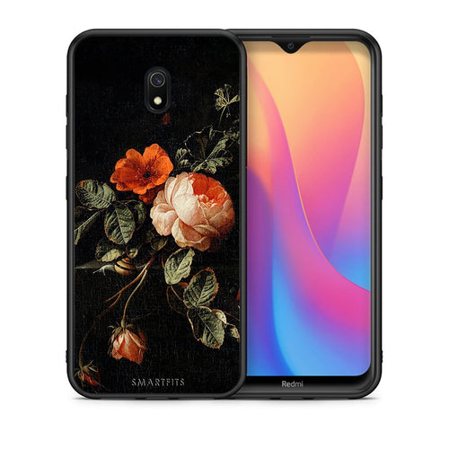 Θήκη Xiaomi Redmi 8A Vintage Roses από τη Smartfits με σχέδιο στο πίσω μέρος και μαύρο περίβλημα | Xiaomi Redmi 8A Vintage Roses case with colorful back and black bezels