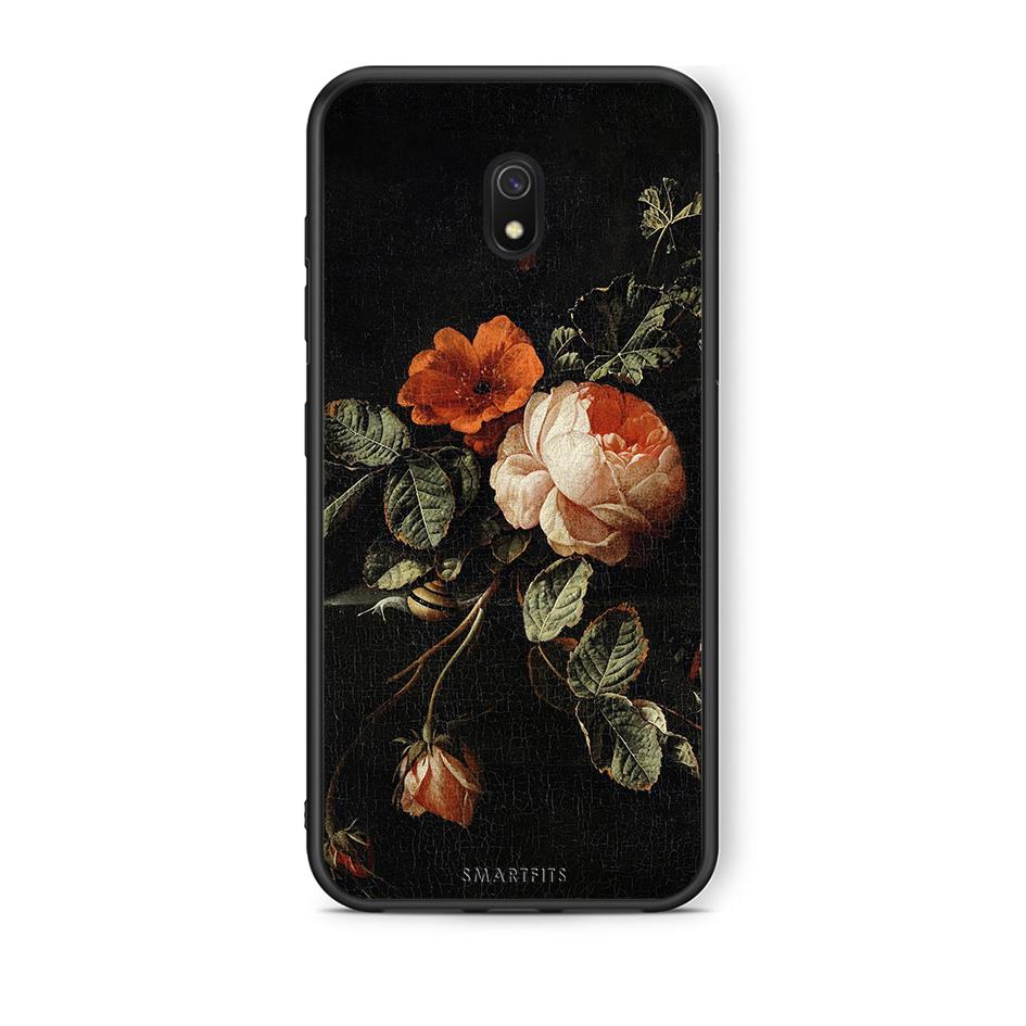 Xiaomi Redmi 8A Vintage Roses θήκη από τη Smartfits με σχέδιο στο πίσω μέρος και μαύρο περίβλημα | Smartphone case with colorful back and black bezels by Smartfits