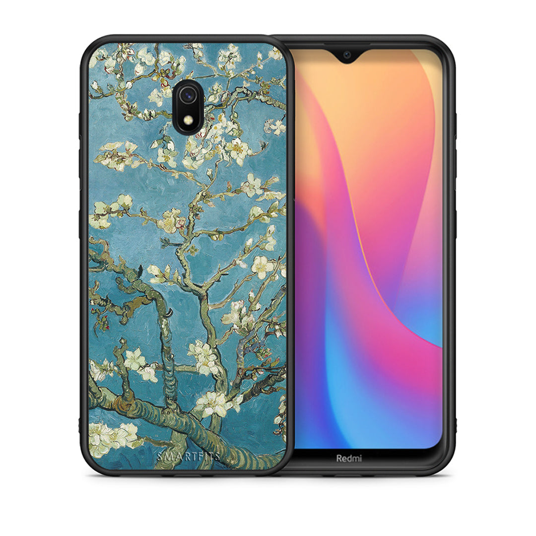 Θήκη Xiaomi Redmi 8A White Blossoms από τη Smartfits με σχέδιο στο πίσω μέρος και μαύρο περίβλημα | Xiaomi Redmi 8A White Blossoms case with colorful back and black bezels
