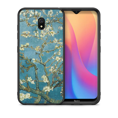Θήκη Xiaomi Redmi 8A White Blossoms από τη Smartfits με σχέδιο στο πίσω μέρος και μαύρο περίβλημα | Xiaomi Redmi 8A White Blossoms case with colorful back and black bezels