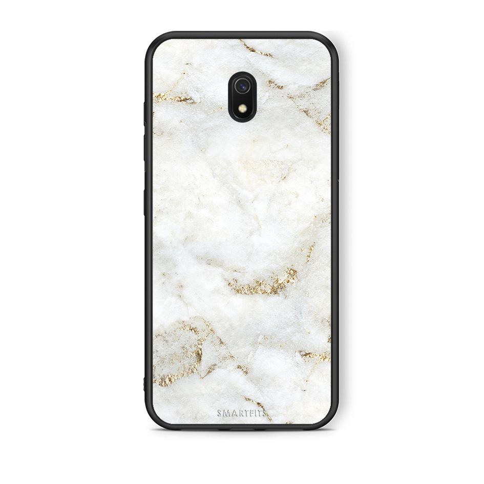 Xiaomi Redmi 8A White Gold Marble θήκη από τη Smartfits με σχέδιο στο πίσω μέρος και μαύρο περίβλημα | Smartphone case with colorful back and black bezels by Smartfits