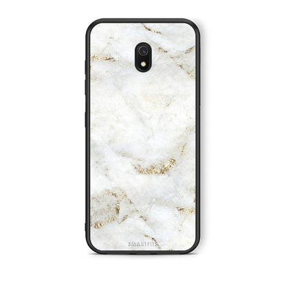 Xiaomi Redmi 8A White Gold Marble θήκη από τη Smartfits με σχέδιο στο πίσω μέρος και μαύρο περίβλημα | Smartphone case with colorful back and black bezels by Smartfits