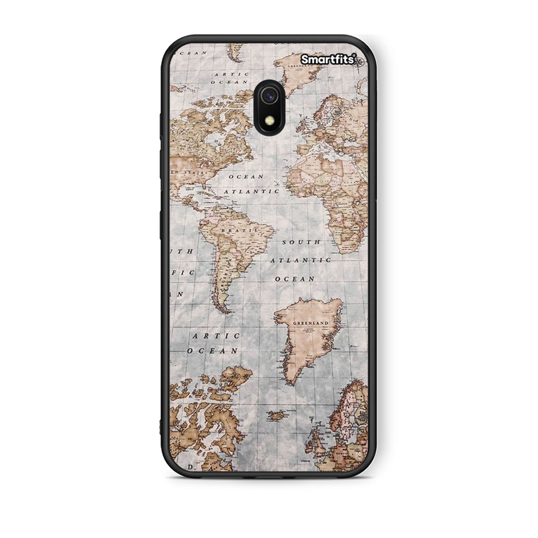 Xiaomi Redmi 8A World Map Θήκη από τη Smartfits με σχέδιο στο πίσω μέρος και μαύρο περίβλημα | Smartphone case with colorful back and black bezels by Smartfits