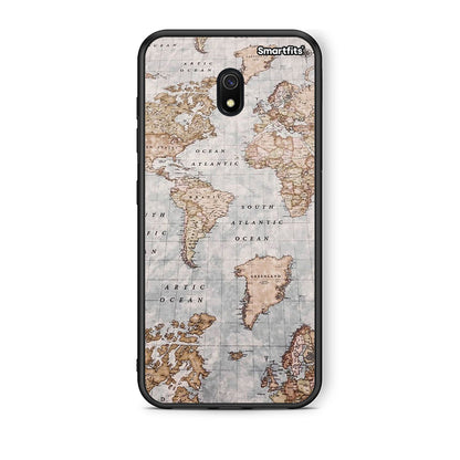 Xiaomi Redmi 8A World Map Θήκη από τη Smartfits με σχέδιο στο πίσω μέρος και μαύρο περίβλημα | Smartphone case with colorful back and black bezels by Smartfits