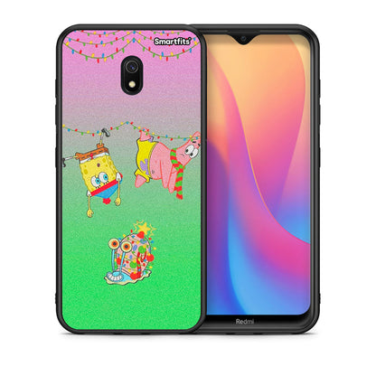 Θήκη Xiaomi Redmi 8A Xmas Lights από τη Smartfits με σχέδιο στο πίσω μέρος και μαύρο περίβλημα | Xiaomi Redmi 8A Xmas Lights case with colorful back and black bezels