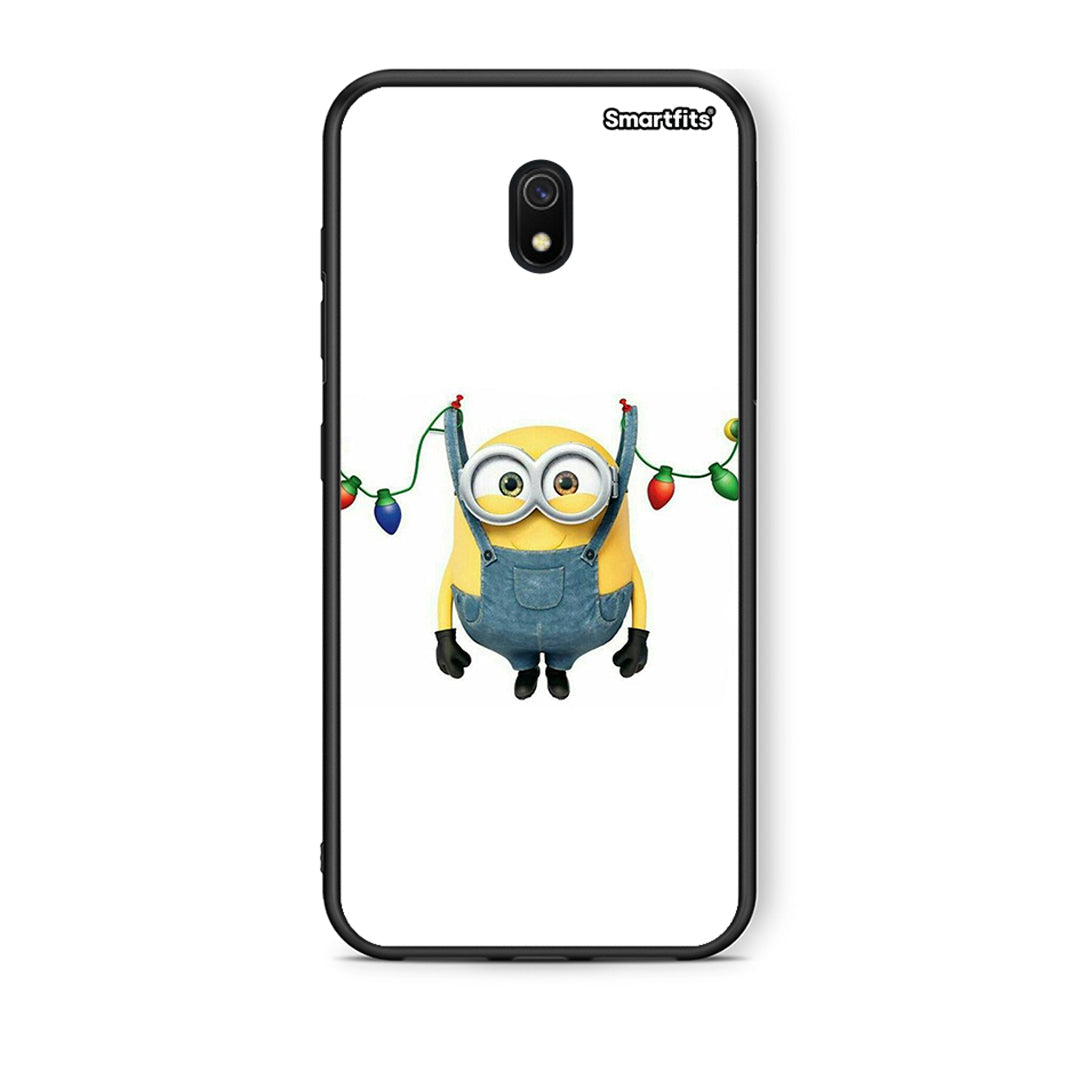 Xiaomi Redmi 8A Xmas Minion Lights θήκη από τη Smartfits με σχέδιο στο πίσω μέρος και μαύρο περίβλημα | Smartphone case with colorful back and black bezels by Smartfits