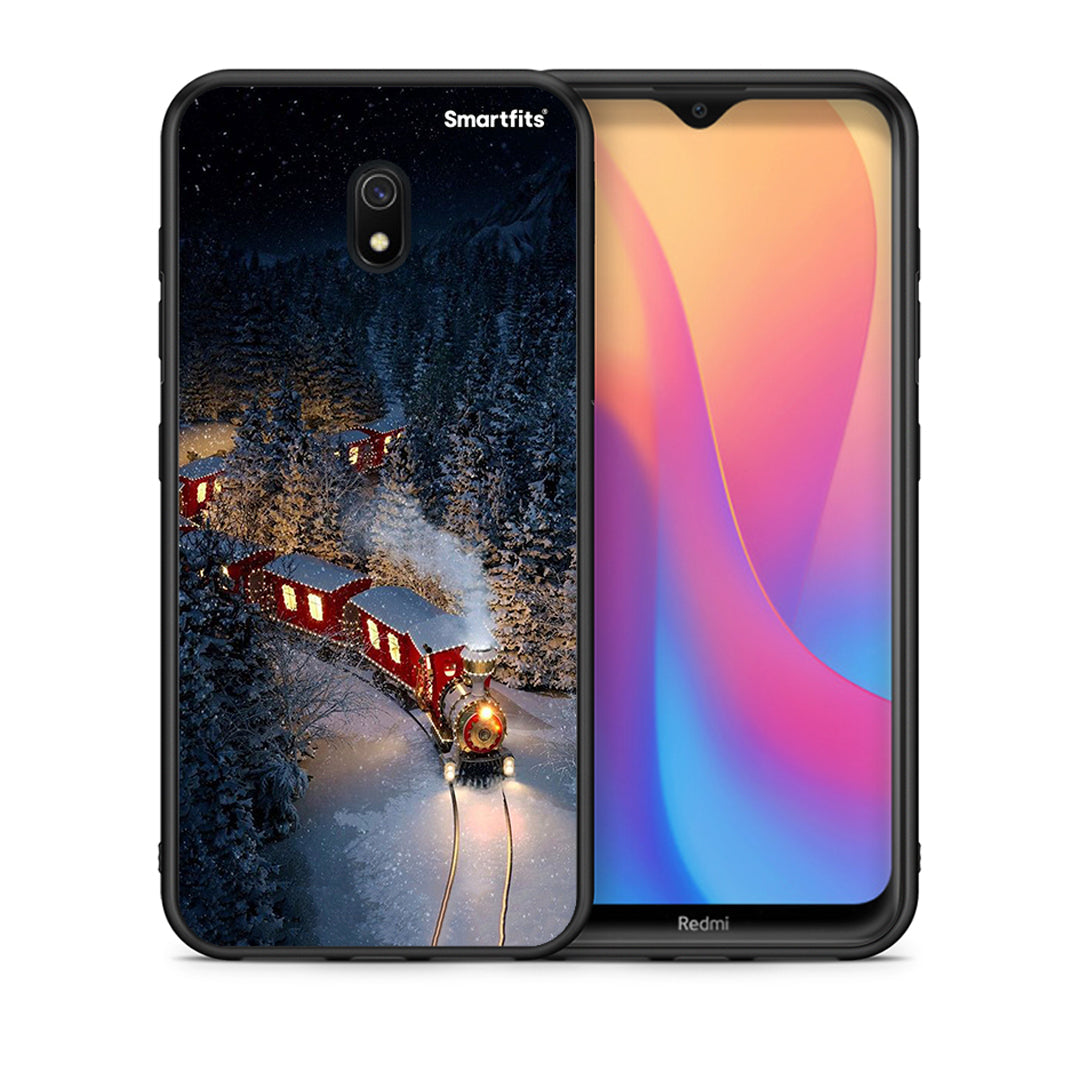 Θήκη Xiaomi Redmi 8A Xmas Train από τη Smartfits με σχέδιο στο πίσω μέρος και μαύρο περίβλημα | Xiaomi Redmi 8A Xmas Train case with colorful back and black bezels