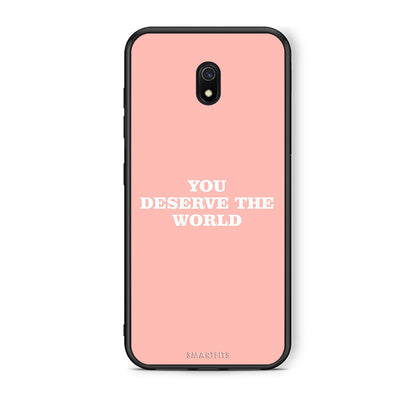 Xiaomi Redmi 8A You Deserve The World Θήκη Αγίου Βαλεντίνου από τη Smartfits με σχέδιο στο πίσω μέρος και μαύρο περίβλημα | Smartphone case with colorful back and black bezels by Smartfits
