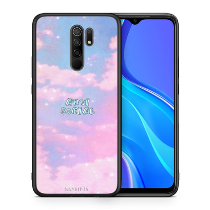 Θήκη Αγίου Βαλεντίνου Xiaomi Redmi 9 / 9 Prime Anti Social από τη Smartfits με σχέδιο στο πίσω μέρος και μαύρο περίβλημα | Xiaomi Redmi 9 / 9 Prime Anti Social case with colorful back and black bezels