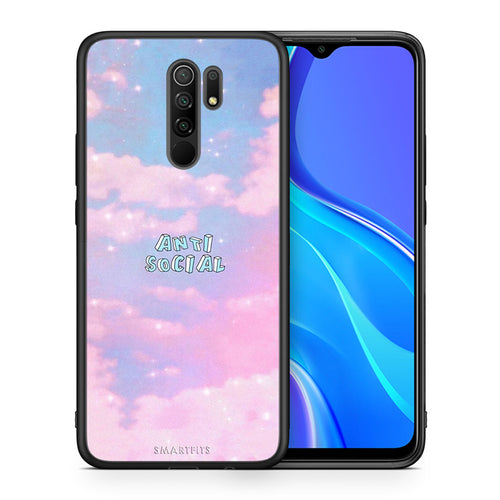 Θήκη Αγίου Βαλεντίνου Xiaomi Redmi 9 / 9 Prime Anti Social από τη Smartfits με σχέδιο στο πίσω μέρος και μαύρο περίβλημα | Xiaomi Redmi 9 / 9 Prime Anti Social case with colorful back and black bezels