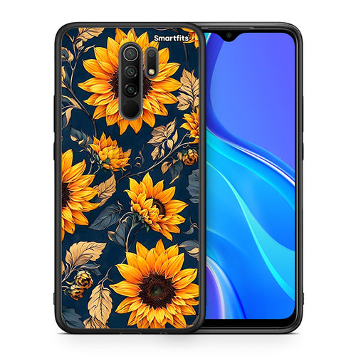 Θήκη Xiaomi Redmi 9 / 9 Prime Autumn Sunflowers από τη Smartfits με σχέδιο στο πίσω μέρος και μαύρο περίβλημα | Xiaomi Redmi 9 / 9 Prime Autumn Sunflowers case with colorful back and black bezels