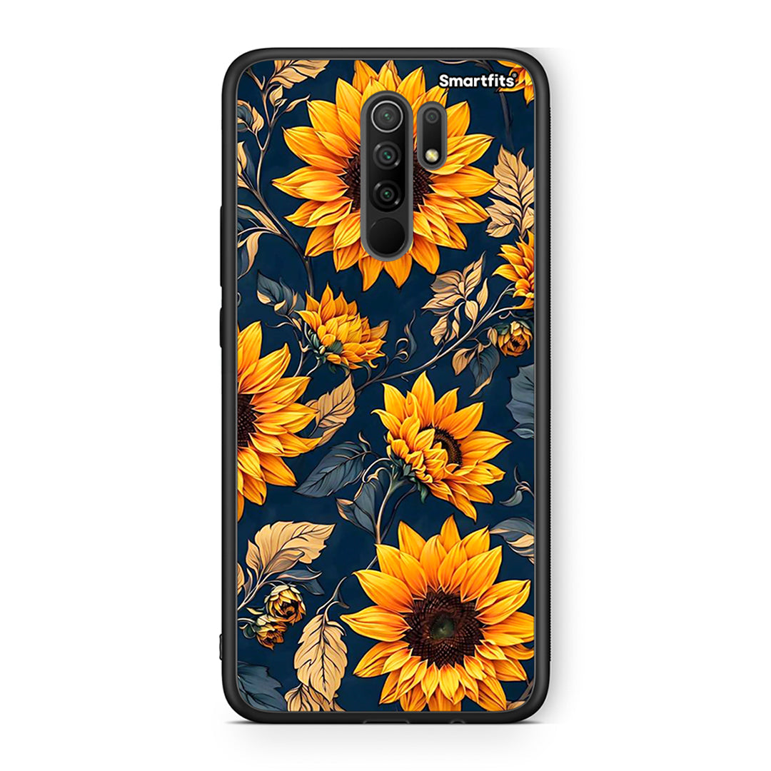 Xiaomi Redmi 9 / 9 Prime Autumn Sunflowers Θήκη από τη Smartfits με σχέδιο στο πίσω μέρος και μαύρο περίβλημα | Smartphone case with colorful back and black bezels by Smartfits