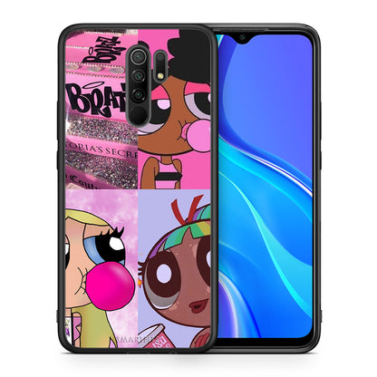 Θήκη Αγίου Βαλεντίνου Xiaomi Redmi 9 / 9 Prime Bubble Girls από τη Smartfits με σχέδιο στο πίσω μέρος και μαύρο περίβλημα | Xiaomi Redmi 9 / 9 Prime Bubble Girls case with colorful back and black bezels