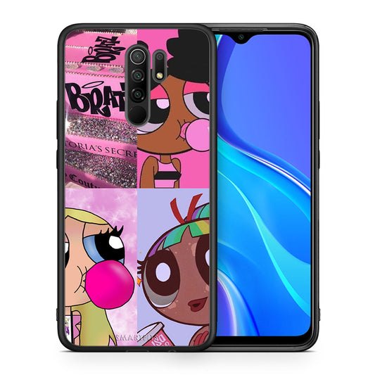 Θήκη Αγίου Βαλεντίνου Xiaomi Redmi 9 / 9 Prime Bubble Girls από τη Smartfits με σχέδιο στο πίσω μέρος και μαύρο περίβλημα | Xiaomi Redmi 9 / 9 Prime Bubble Girls case with colorful back and black bezels