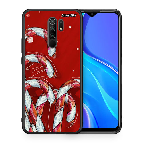 Θήκη Xiaomi Redmi 9/9 Prime Candy Cane από τη Smartfits με σχέδιο στο πίσω μέρος και μαύρο περίβλημα | Xiaomi Redmi 9/9 Prime Candy Cane case with colorful back and black bezels