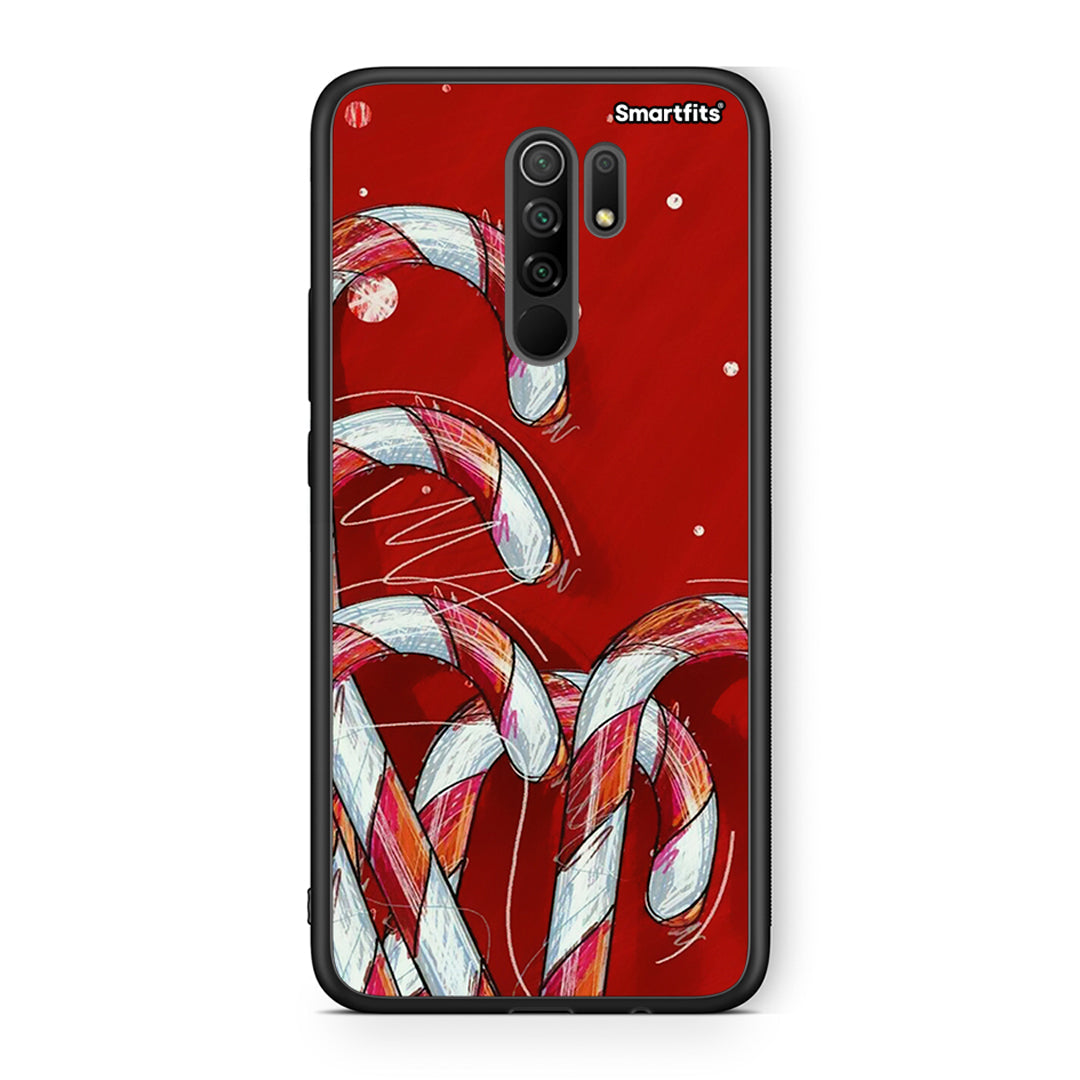 Xiaomi Redmi 9/9 Prime Candy Cane θήκη από τη Smartfits με σχέδιο στο πίσω μέρος και μαύρο περίβλημα | Smartphone case with colorful back and black bezels by Smartfits