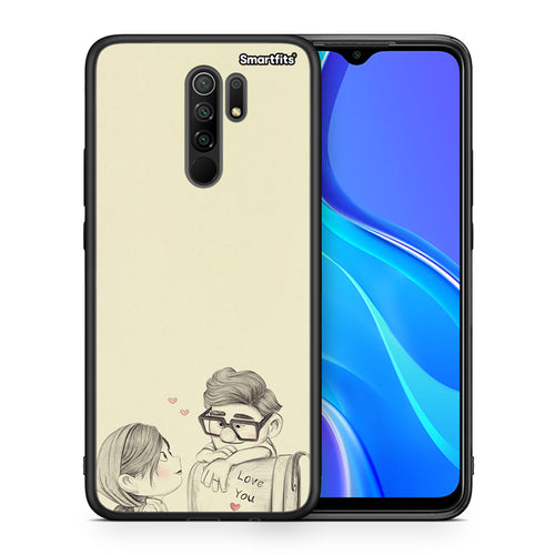 Θήκη Xiaomi Redmi 9/9 Prime Carl And Ellie από τη Smartfits με σχέδιο στο πίσω μέρος και μαύρο περίβλημα | Xiaomi Redmi 9/9 Prime Carl And Ellie case with colorful back and black bezels