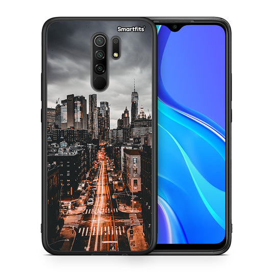 Θήκη Xiaomi Redmi 9/9 Prime City Lights από τη Smartfits με σχέδιο στο πίσω μέρος και μαύρο περίβλημα | Xiaomi Redmi 9/9 Prime City Lights case with colorful back and black bezels