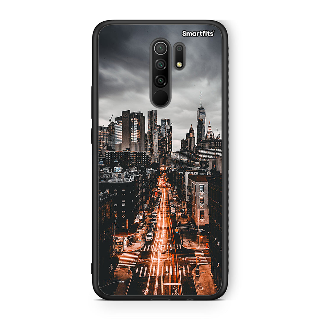 Xiaomi Redmi 9/9 Prime City Lights θήκη από τη Smartfits με σχέδιο στο πίσω μέρος και μαύρο περίβλημα | Smartphone case with colorful back and black bezels by Smartfits