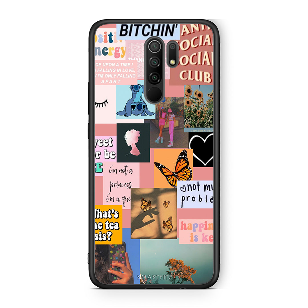 Xiaomi Redmi 9 / 9 Prime Collage Bitchin Θήκη Αγίου Βαλεντίνου από τη Smartfits με σχέδιο στο πίσω μέρος και μαύρο περίβλημα | Smartphone case with colorful back and black bezels by Smartfits