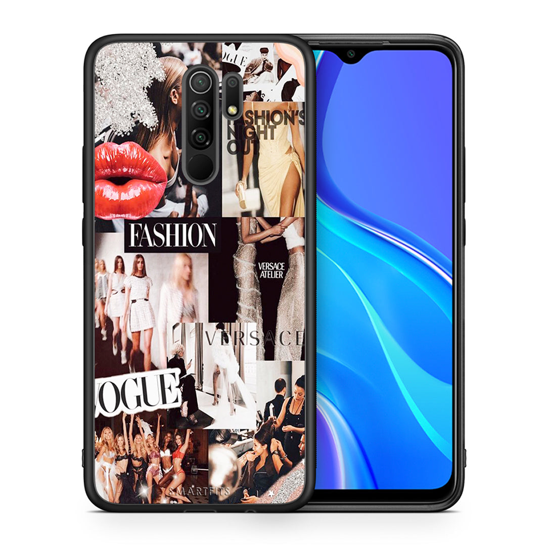 Θήκη Αγίου Βαλεντίνου Xiaomi Redmi 9 / 9 Prime Collage Fashion από τη Smartfits με σχέδιο στο πίσω μέρος και μαύρο περίβλημα | Xiaomi Redmi 9 / 9 Prime Collage Fashion case with colorful back and black bezels
