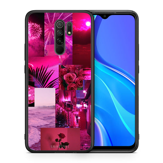 Θήκη Αγίου Βαλεντίνου Xiaomi Redmi 9 / 9 Prime Collage Red Roses από τη Smartfits με σχέδιο στο πίσω μέρος και μαύρο περίβλημα | Xiaomi Redmi 9 / 9 Prime Collage Red Roses case with colorful back and black bezels