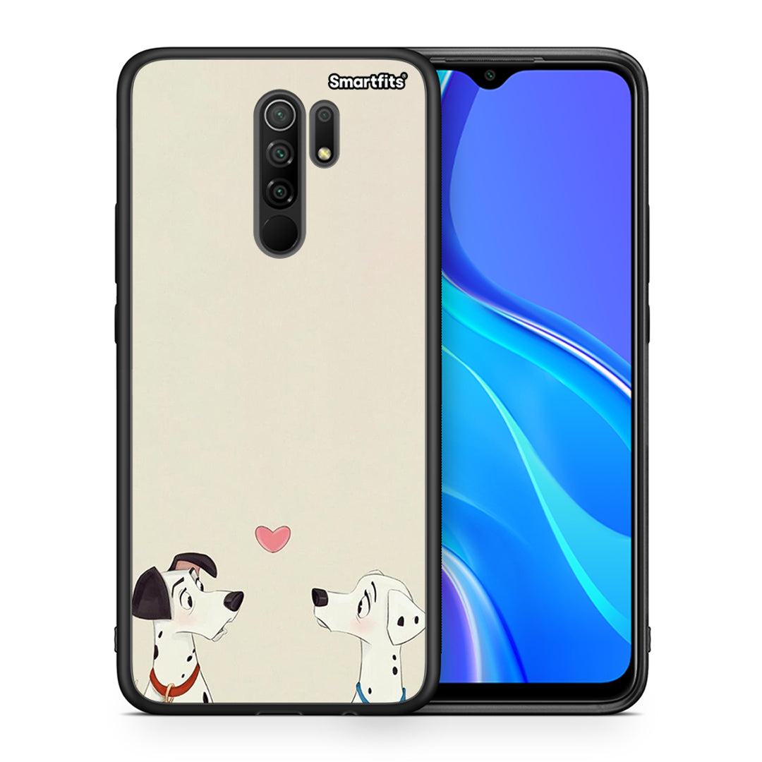Θήκη Xiaomi Redmi 9/9 Prime Dalmatians Love από τη Smartfits με σχέδιο στο πίσω μέρος και μαύρο περίβλημα | Xiaomi Redmi 9/9 Prime Dalmatians Love case with colorful back and black bezels