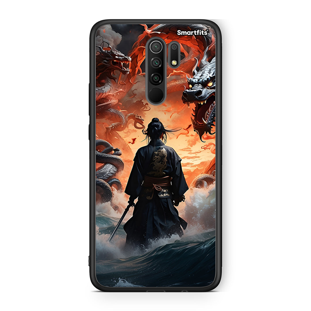 Xiaomi Redmi 9/9 Prime Dragons Fight θήκη από τη Smartfits με σχέδιο στο πίσω μέρος και μαύρο περίβλημα | Smartphone case with colorful back and black bezels by Smartfits