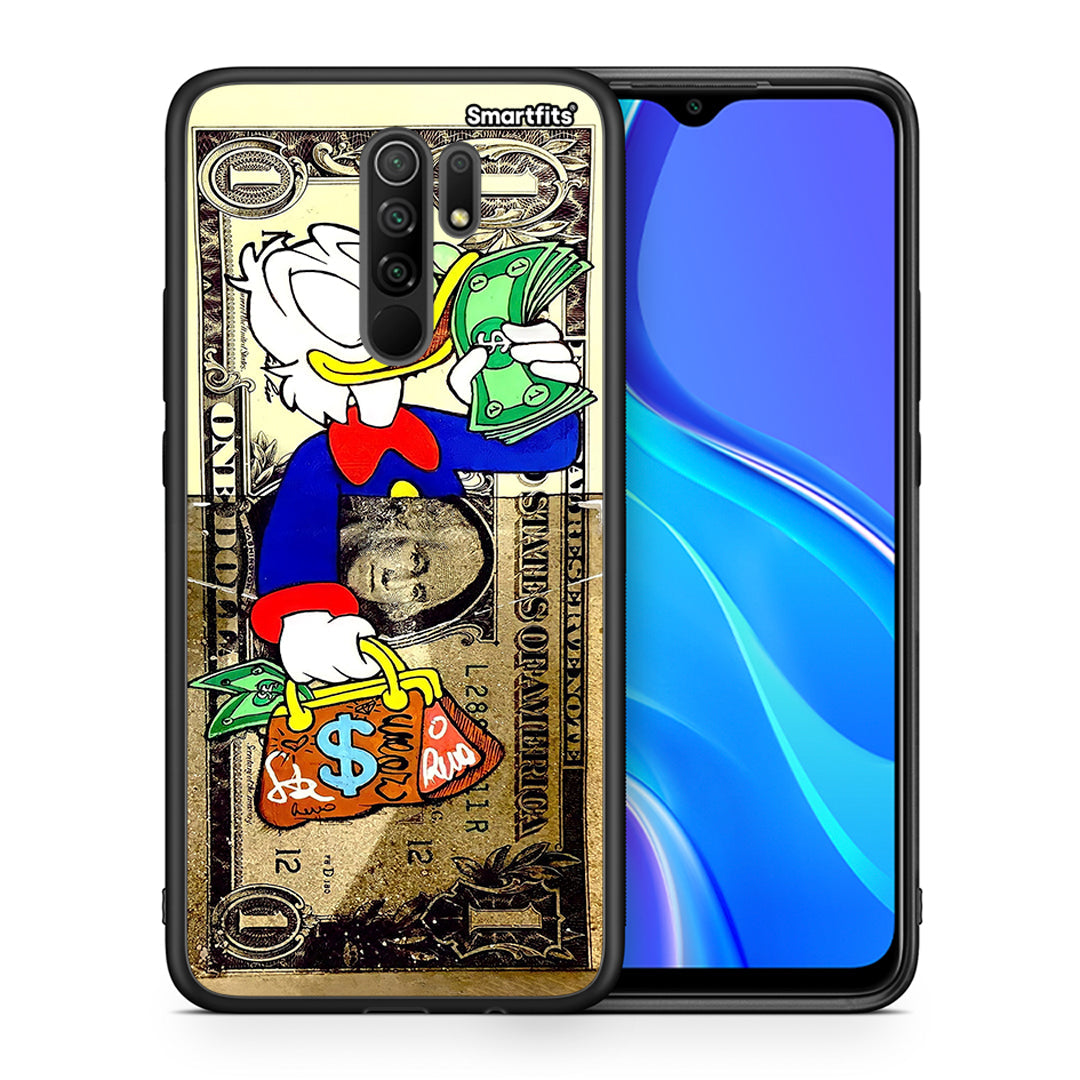 Θήκη Xiaomi Redmi 9 / 9 Prime Duck Money από τη Smartfits με σχέδιο στο πίσω μέρος και μαύρο περίβλημα | Xiaomi Redmi 9 / 9 Prime Duck Money case with colorful back and black bezels