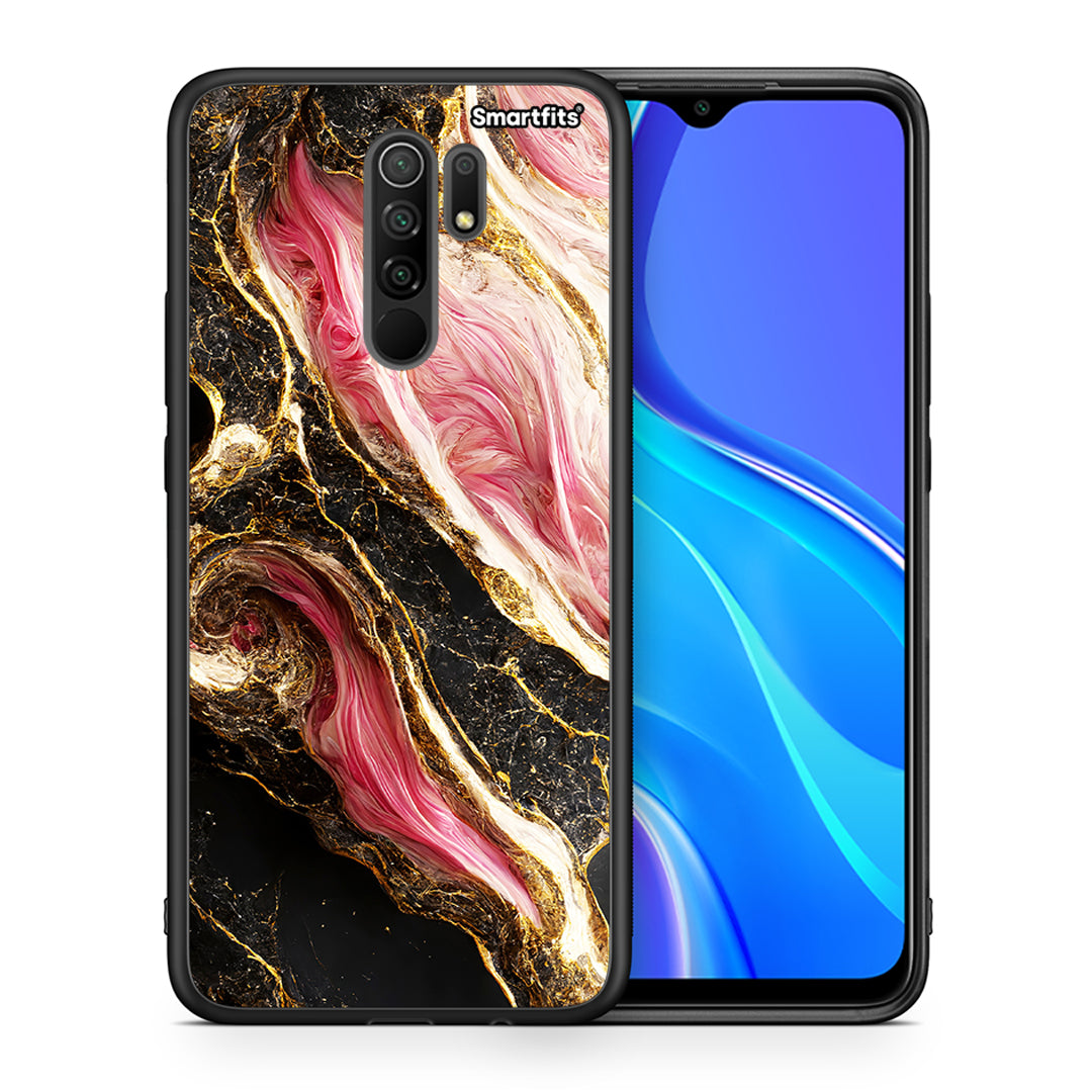 Θήκη Xiaomi Redmi 9/9 Prime Glamorous Pink Marble από τη Smartfits με σχέδιο στο πίσω μέρος και μαύρο περίβλημα | Xiaomi Redmi 9/9 Prime Glamorous Pink Marble case with colorful back and black bezels