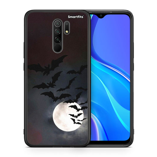 Θήκη Xiaomi Redmi 9 / 9 Prime Halloween Bat Night από τη Smartfits με σχέδιο στο πίσω μέρος και μαύρο περίβλημα | Xiaomi Redmi 9 / 9 Prime Halloween Bat Night case with colorful back and black bezels
