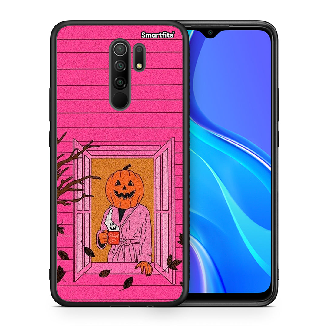 Θήκη Xiaomi Redmi 9 / 9 Prime Halloween Pumpkin Lady από τη Smartfits με σχέδιο στο πίσω μέρος και μαύρο περίβλημα | Xiaomi Redmi 9 / 9 Prime Halloween Pumpkin Lady case with colorful back and black bezels