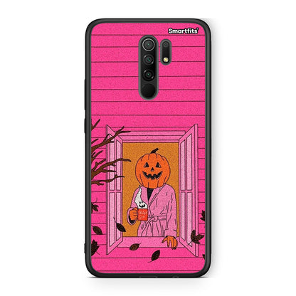 Xiaomi Redmi 9 / 9 Prime Halloween Pumpkin Lady Θήκη από τη Smartfits με σχέδιο στο πίσω μέρος και μαύρο περίβλημα | Smartphone case with colorful back and black bezels by Smartfits