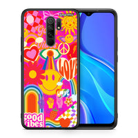 Thumbnail for Θήκη Xiaomi Redmi 9/9 Prime Hippie Love από τη Smartfits με σχέδιο στο πίσω μέρος και μαύρο περίβλημα | Xiaomi Redmi 9/9 Prime Hippie Love case with colorful back and black bezels