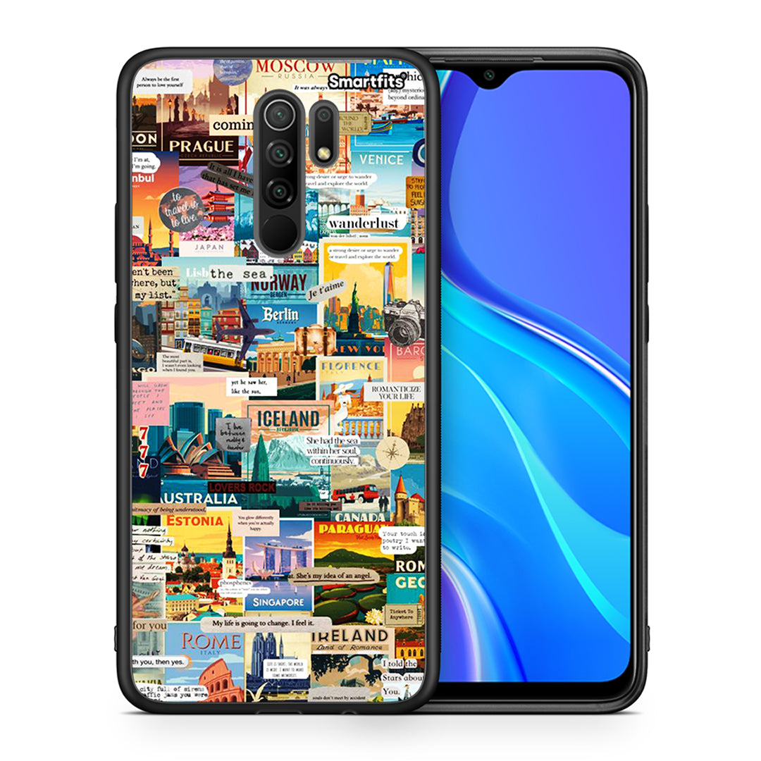 Θήκη Xiaomi Redmi 9/9 Prime Live To Travel από τη Smartfits με σχέδιο στο πίσω μέρος και μαύρο περίβλημα | Xiaomi Redmi 9/9 Prime Live To Travel case with colorful back and black bezels
