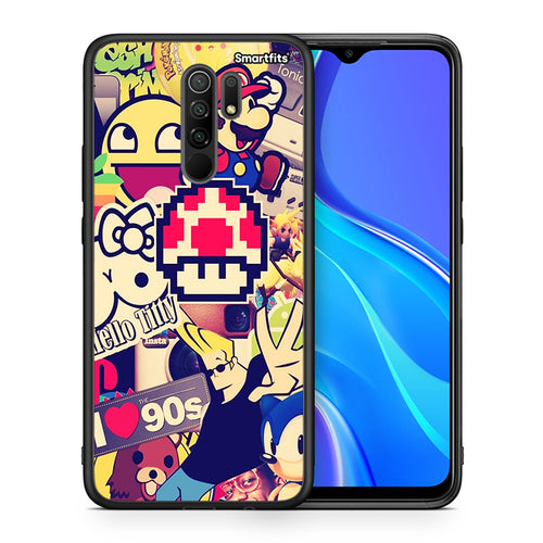 Θήκη Xiaomi Redmi 9/9 Prime Love The 90s από τη Smartfits με σχέδιο στο πίσω μέρος και μαύρο περίβλημα | Xiaomi Redmi 9/9 Prime Love The 90s case with colorful back and black bezels