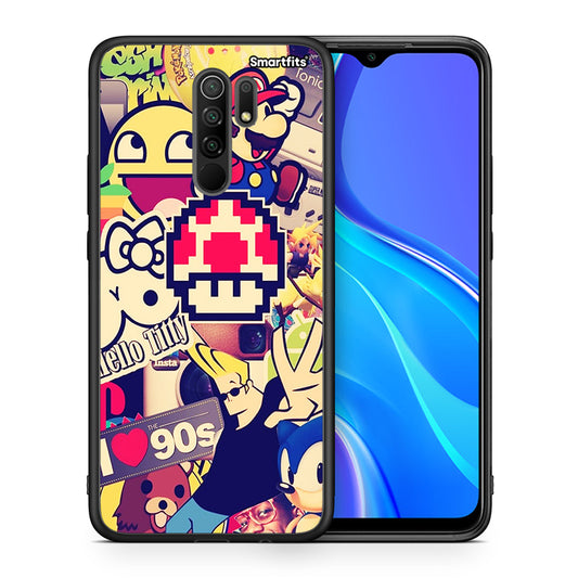 Θήκη Xiaomi Redmi 9/9 Prime Love The 90s από τη Smartfits με σχέδιο στο πίσω μέρος και μαύρο περίβλημα | Xiaomi Redmi 9/9 Prime Love The 90s case with colorful back and black bezels