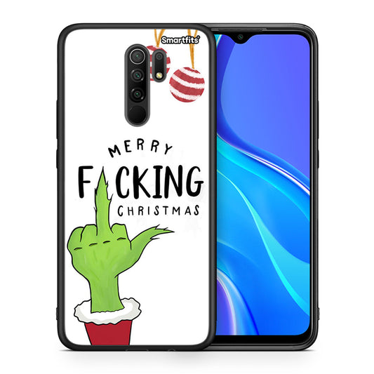 Θήκη Xiaomi Redmi 9/9 Prime Merry F Xmas από τη Smartfits με σχέδιο στο πίσω μέρος και μαύρο περίβλημα | Xiaomi Redmi 9/9 Prime Merry F Xmas case with colorful back and black bezels